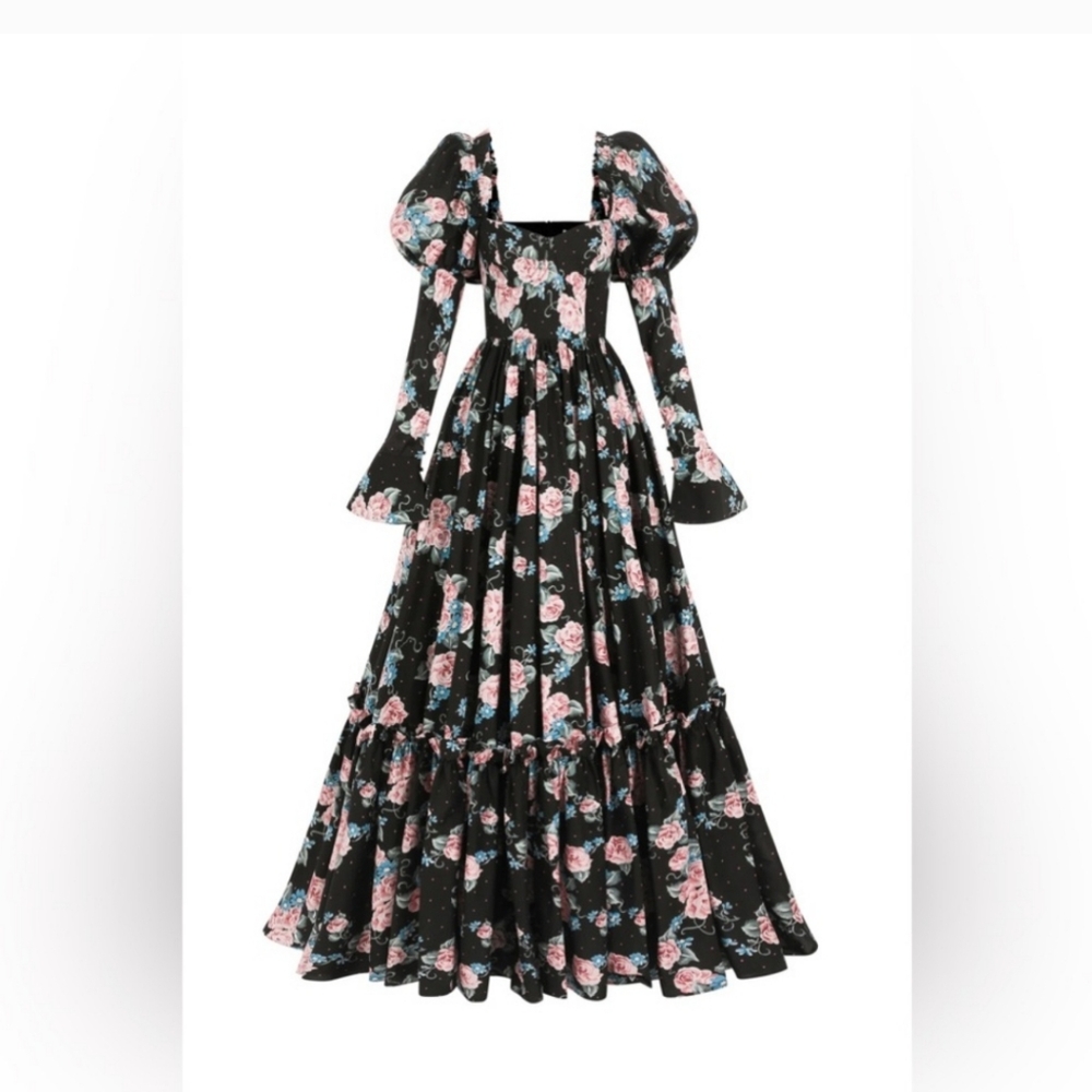 Floral Maxi Dress with Bell Sleeves